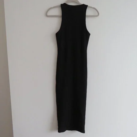 GOOD AMERICAN The Body Sculpted Midi Dress Black Minimalist Bodycon Size 0 / XS - Picture 6 of 12